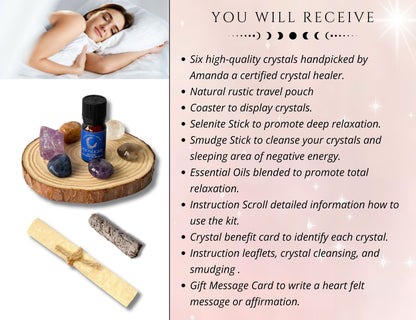 Sleep support crystal and smudge set