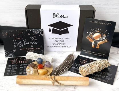 Personalised graduation crystal and smudge gift set