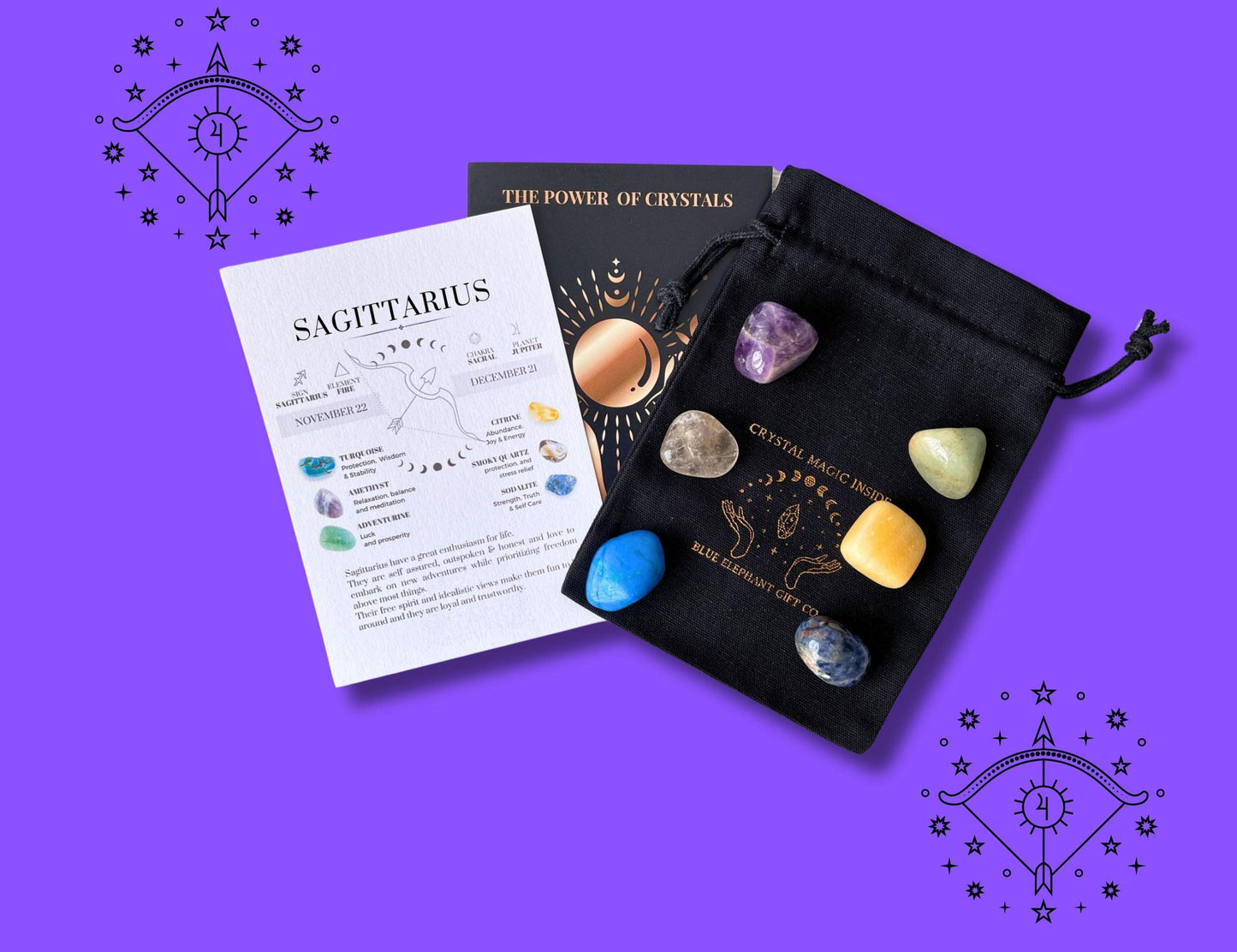 Sagittarius zodiac crystal set