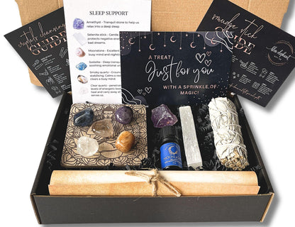 Sleep support crystal and smudge set